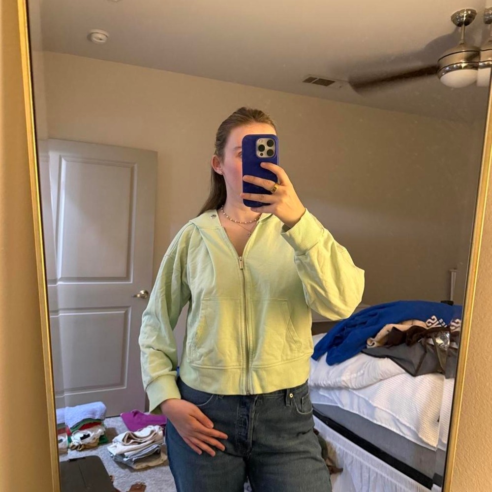Calvin Klein Light Green Cropped Hoodie